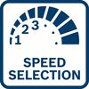 Best work results with speed pre-selection for applications requiring material-specific speed