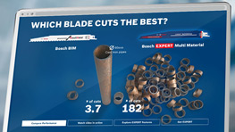 Graphic for comparative analysis of saw blades with a wooden tube and metal rings.