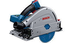 A Bosch Professional circular saw with a silver housing and blue handle.