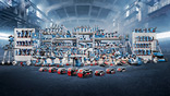 A variety of Bosch Professional tools in a modern warehouse.