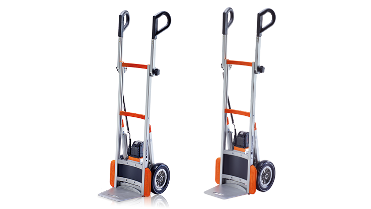 An orange-gray Bosch Professional hand pallet truck stands on a white background.