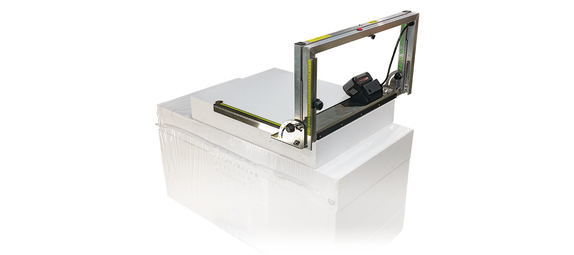 Bosch Professional tool with guide rail on white table.