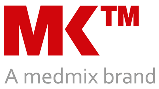 MK logo in red with "A medmix brand" in gray below.