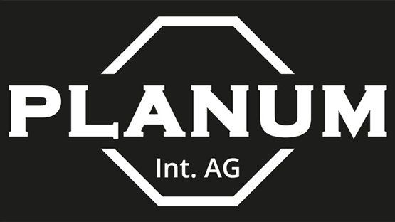 Logo of PLANUM Int. AG on a black background.