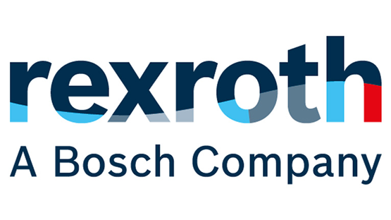 Logo of Rexroth, blue-red, with "A Bosch Company" below.