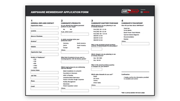 A membership application form with fields for personal data.