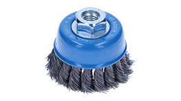 A blue Bosch Professional wire brush with steel bristles and thread.