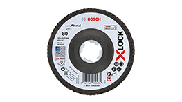A black Bosch Professional X-LOCK sanding disc with 80 grit.