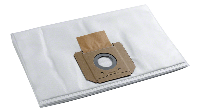 White vacuum cleaner bags with brown cardboard on a table.