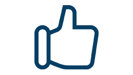 A blue thumbs-up icon on a white background.