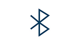 A stylized blue logo with two overlapping arrows.