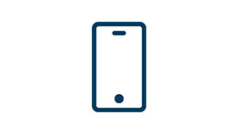 A stylized smartphone icon in dark color on a light background.