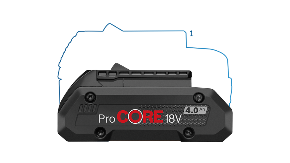Black Bosch Professional ProCORE 18V battery with 4.0 Ah.
