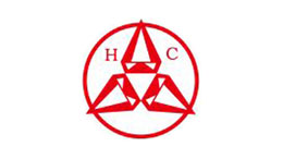 Logo with red geometric shapes and the letters H and C.