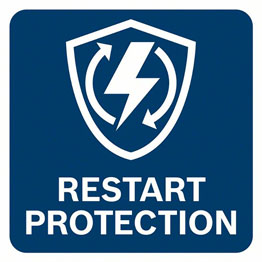 Restart protection A blue sign with a lightning bolt and the text "Restart Protection".