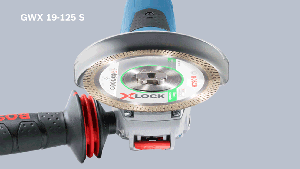 Bosch Professional angle grinder GWX 19-125 S with X-LOCK disc.